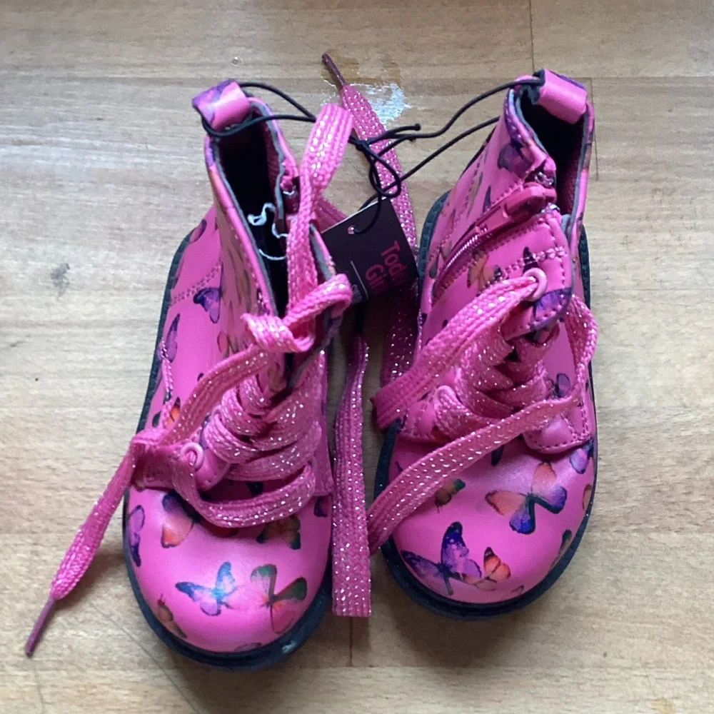 Pink Butterfly Kids Boots